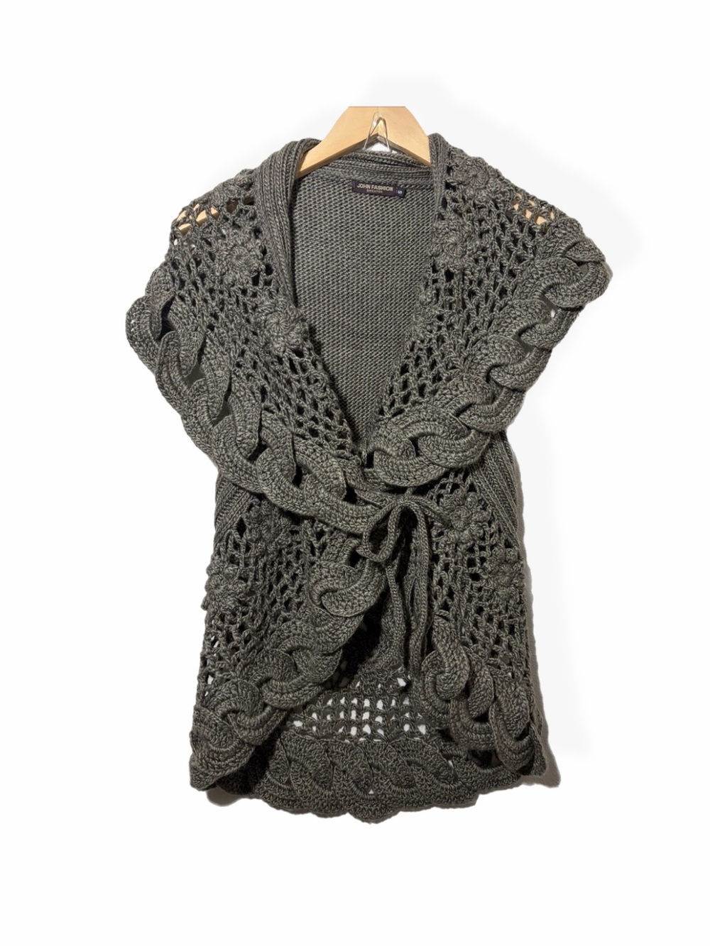 Crochet Knit Asymmetric Sweater Vest